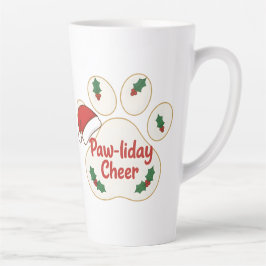 Caneca De Café Latte Pata de Animal de Natal Adorável