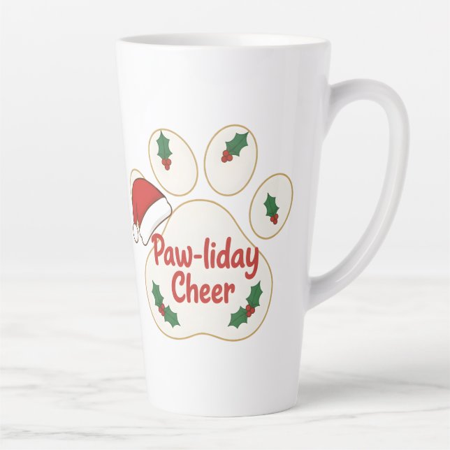 Caneca De Café Latte Pata de Animal de Natal Adorável (Direita)