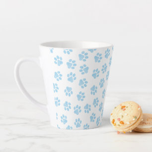 Caneca De Café Latte patas de rabo, patas de cão, patas azuis de bebê