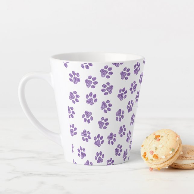 Caneca De Café Latte patas, patas para cães, patas roxas (In Situ)