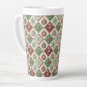 Caneca De Café Latte Patchwork da Vintage com Filtragem de Natal
