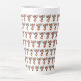 Caneca De Café Latte Paterna Flower Reindeer de Natal Magia