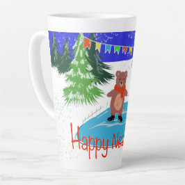 Caneca De Café Latte Patinação de ursos engraçada