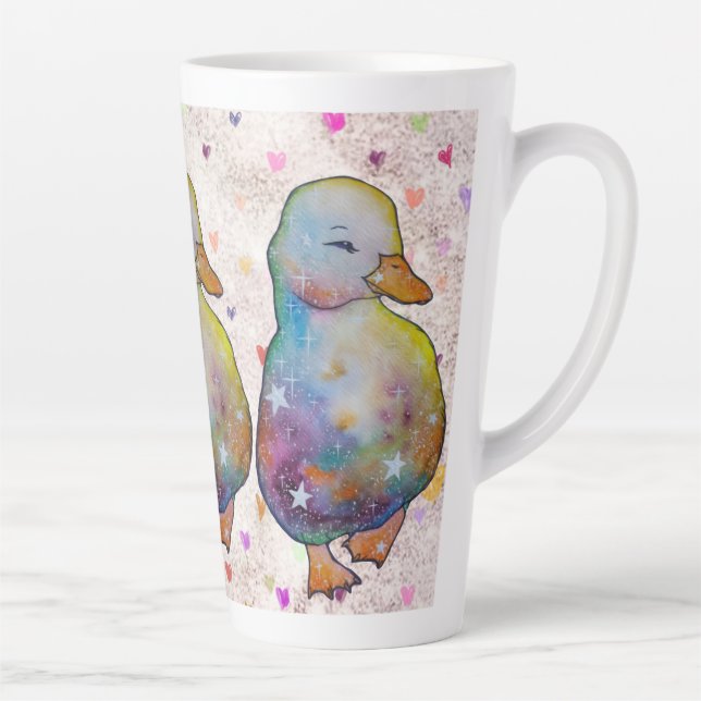 Caneca De Café Latte Pato chamado Arco-íris (Direita)