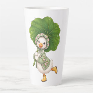 Caneca De Café Latte Pato Fofo com Guarda-chuva de Folha – Primavera Ca