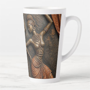 Caneca De Café Latte Patrimônio Tribal Africano Arte Esculpida