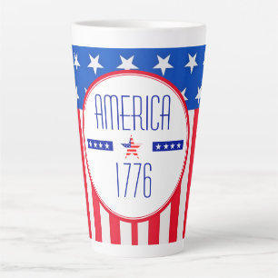 Caneca De Café Latte Patriótico Americano