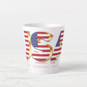 Caneca De Café Latte Patriótico Americano Latte Mug, Bandeira dos EUA