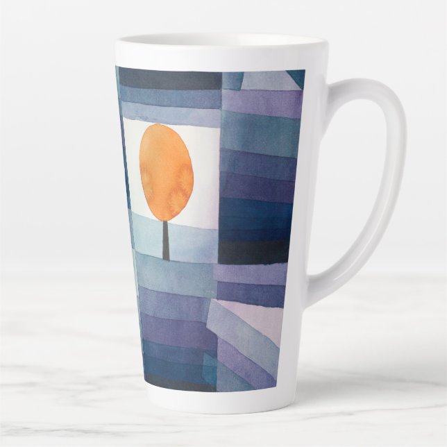 Caneca De Café Latte Paul Klee Precursor do Outono Azul Moderno Abstrat (Direita)