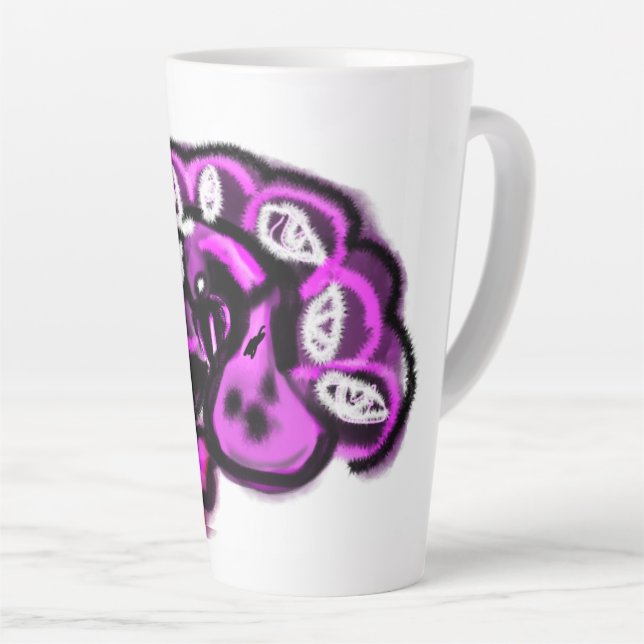 Caneca De Café Latte Pavão roxo (Ângulo direito)