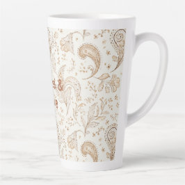 Caneca De Café Latte Paz Amor Boêmio Hippie Anos Sessenta Paisley