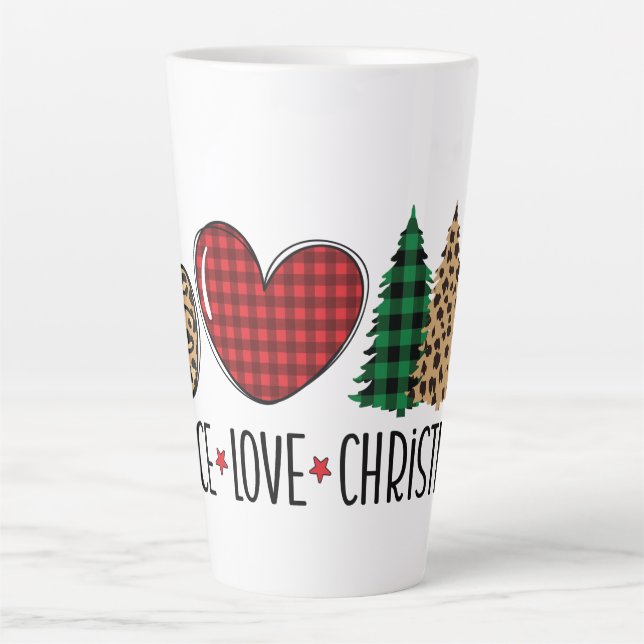 Caneca De Café Latte Paz, Amor e Natal (Frente)
