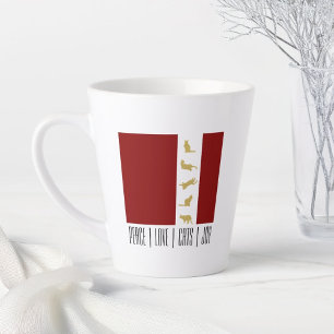Caneca De Café Latte PAZ   AMOR   GATOS   ALEGRIA Natal Amante de Gatos