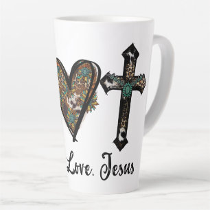 Caneca De Café Latte Paz Amor Jesus