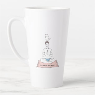 Caneca De Café Latte Paz Interior, Gato Exterior
