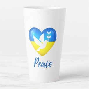 Caneca De Café Latte Peace Dove Ucrânia Flag Heart