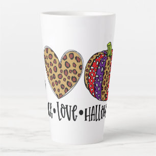 Caneca De Café Latte Peace Love Halloween