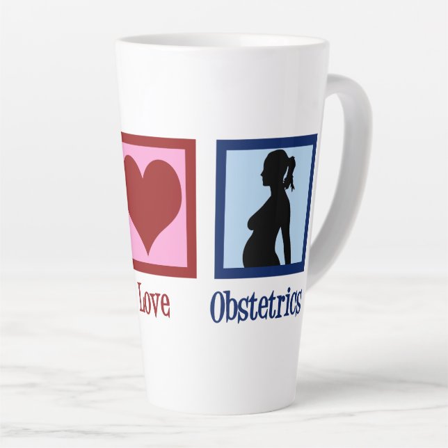 Caneca De Café Latte Peace Love Obstetrics Cute OBGYN Office (Ângulo direito)