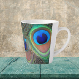 Caneca De Café Latte Peacock Feather Eyespot Pattern Latte Mug