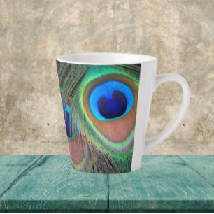 Caneca De Café Latte Peacock Feather Eyespot Pattern Latte Mug