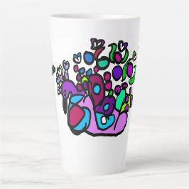 Caneca De Café Latte Peacock purple roses 