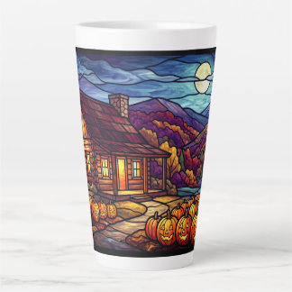 Caneca De Café Latte Pedaço de Abóbora ao Luar e Cabana