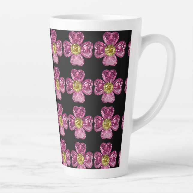 Caneca De Café Latte pedras de flores (Direita)