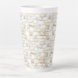 Caneca De Café Latte Pedras Falsas Cinza Branco Creme