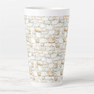 Caneca De Café Latte Pedras Falsas Cinza Branco Creme