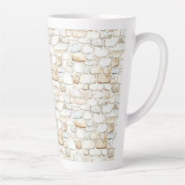 Caneca De Café Latte Pedras Falsas Cinza Branco Creme  