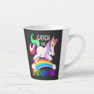 Caneca De Café Latte Pegue o Arco-íris - Desenhos de Unicórnio-15989