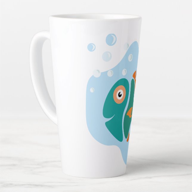 Caneca De Café Latte Peixe Na moda engraçado (Ângulo esquerdo)