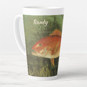 Caneca De Café Latte Peixe-Snapper Vermelho no Oceano, Vida Marinha Vin