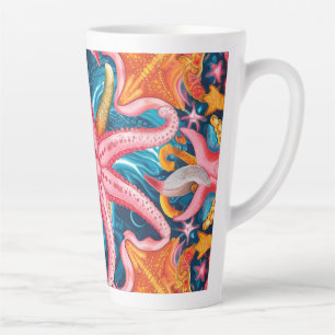 Caneca De Café Latte Peixe-starda cor-de-rosa