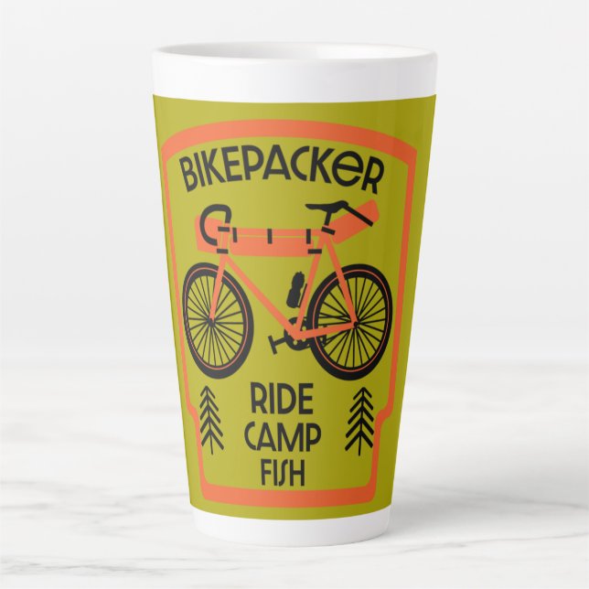 Caneca De Café Latte Peixes De Bikepackers E Mug De Café De Camp (Frente)