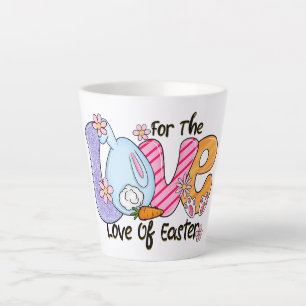 Caneca De Café Latte Pelo amor à Páscoa - Coelhinho e Ovos Bonitos