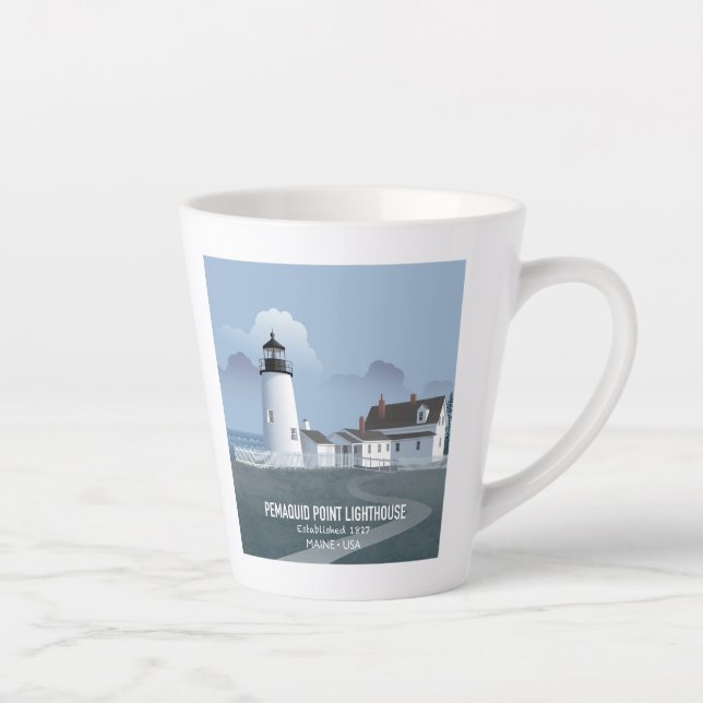 Caneca De Café Latte Pemaquid Point Lighthouse (Direita)