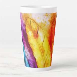Caneca De Café Latte Penas brilhantes