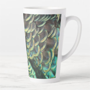Caneca De Café Latte Penas de Peacock indonésias - Padrão Latte Mug