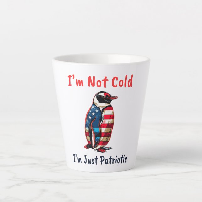 Caneca De Café Latte Penguin Flag America (Frente)