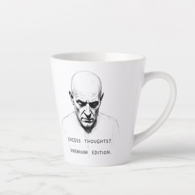 Caneca De Café Latte Pensamentos em Excesso? Edição Premium (Direita)