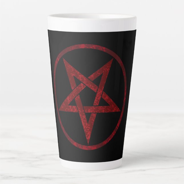 Caneca De Café Latte Pentagrama do diabo vermelho (Frente)