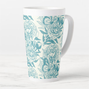 Caneca De Café Latte Peões e borboletas, impressão, lagoa azul