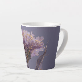 Caneca De Café Latte Peônia Roxa Inspirada em Florais com Acentos Doura