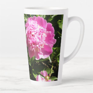 Caneca De Café Latte Peônias cor-de-rosa escuro
