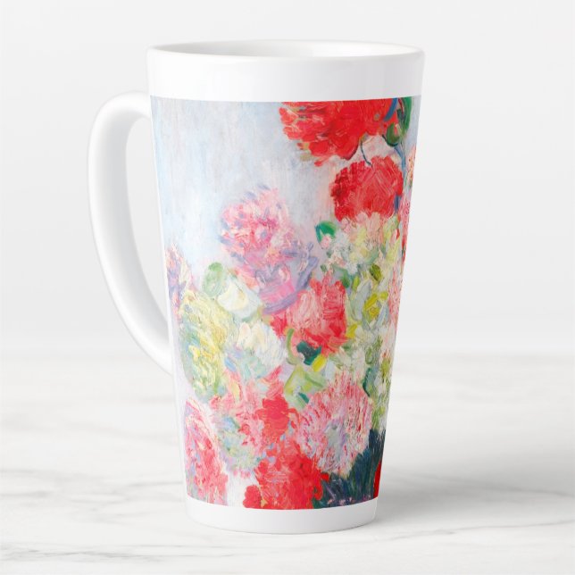 Caneca De Café Latte Peônias de Monet (Ângulo esquerdo)