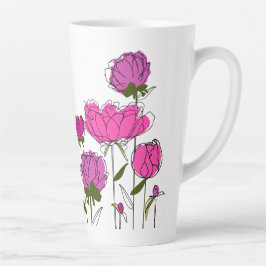 Caneca De Café Latte Peonies Latte Mug