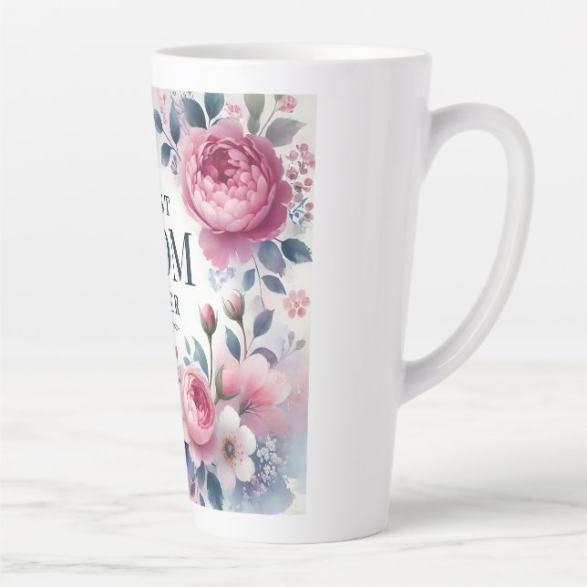 Caneca De Café Latte Peony Elegante e Pastel Blossoms Dia das Mães Pres (Direita)