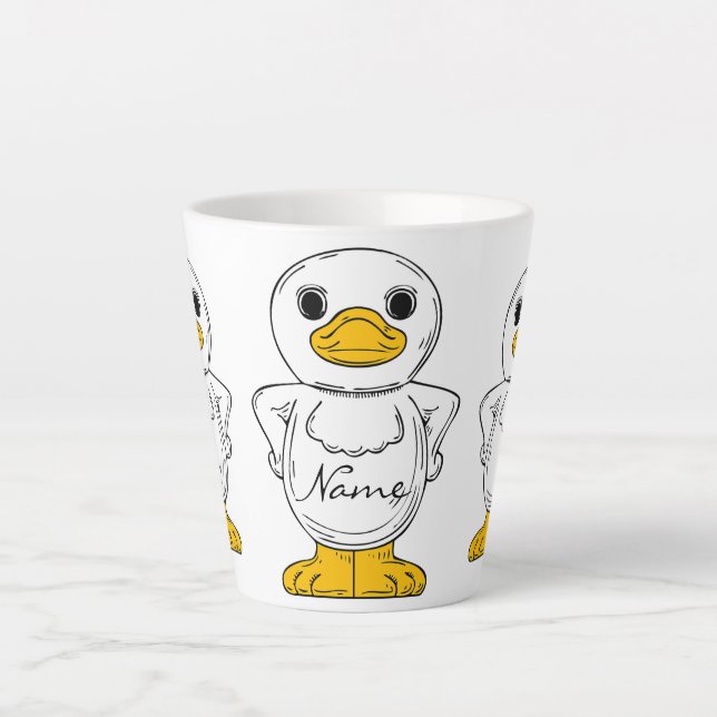 Caneca De Café Latte Pequeno Pato Branco em Pé Real Thunder_Cove (Frente)