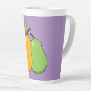 Caneca De Café Latte Peras Amarelas e Verdes